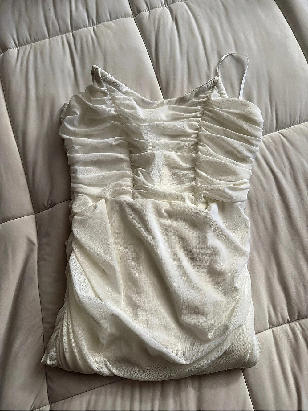 SHEIN Ruched White Mini Dress
